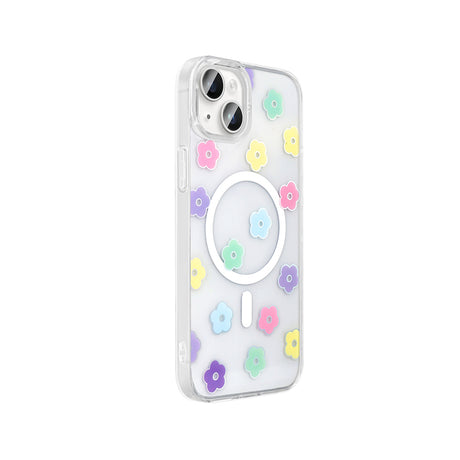 Apple iPhone 15 Kılıf M-Safe Şarj Özellikli Şeffaf Zore Folk Sert Kapak
