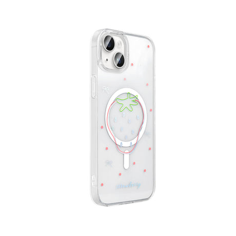 Apple iPhone 15 Kılıf M-Safe Şarj Özellikli Şeffaf Zore Folk Sert Kapak