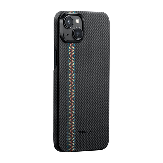 Apple iPhone 15 Kılıf M-safe Şarj Özellikli 600D Aramid Fiber Pitaka Tactile Woven Orchestra Serisi Rhapsody Kapak