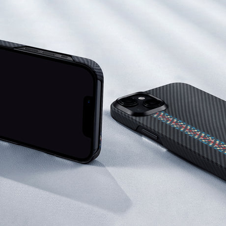 Apple iPhone 15 Kılıf M-safe Şarj Özellikli 600D Aramid Fiber Pitaka Tactile Woven Orchestra Serisi Rhapsody Kapak
