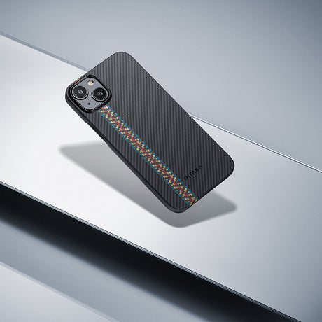 Apple iPhone 15 Kılıf M-safe Şarj Özellikli 600D Aramid Fiber Pitaka Tactile Woven Orchestra Serisi Rhapsody Kapak