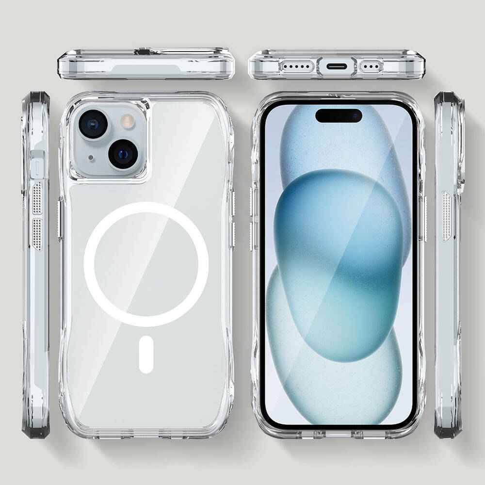 Apple iPhone 15 Kılıf M-safe Şarj Özellikli Airbagli Şeffaf Zore İncek Kapak