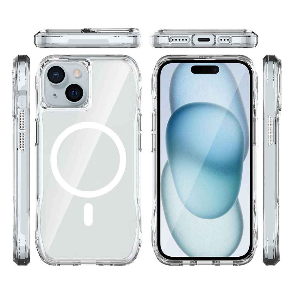 Apple iPhone 15 Kılıf M-safe Şarj Özellikli Airbagli Şeffaf Zore İncek Kapak