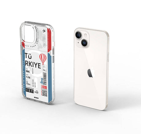 Apple iPhone 15 Kılıf M-safe Şarj Özellikli Bilet Desenli Wiwu Turkey B Serisi Kapak