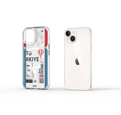 Apple iPhone 15 Kılıf M-safe Şarj Özellikli Bilet Desenli Wiwu Turkey B Serisi Kapak
