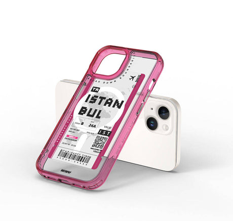 Apple iPhone 15 Kılıf M-safe Şarj Özellikli Bilet Desenli Wiwu Turkey B Serisi Kapak