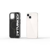 Apple iPhone 15 Kılıf M-safe Şarj Özellikli I Love Turkey Yazı Desenli Wiwu Turkey E Serisi Kapak