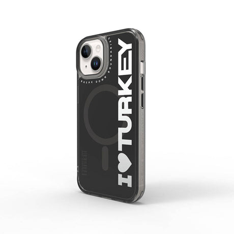 Apple iPhone 15 Kılıf M-safe Şarj Özellikli I Love Turkey Yazı Desenli Wiwu Turkey E Serisi Kapak