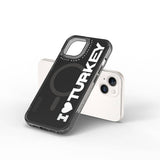 Apple iPhone 15 Kılıf M-safe Şarj Özellikli I Love Turkey Yazı Desenli Wiwu Turkey E Serisi Kapak