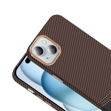 Apple iPhone 15 Kılıf M-safe Şarj Özellikli Karbon Fiber Görünümlü Zore Gros Kapak