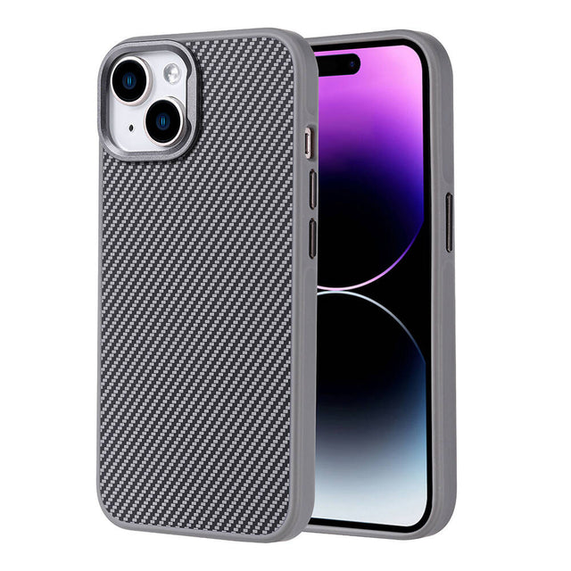 Apple iPhone 15 Kılıf M-safe Şarj Özellikli Karbon Fiber Görünümlü Zore Troy Kapak