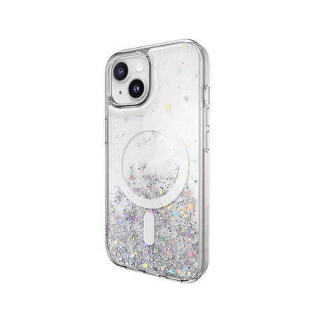 Apple iPhone 15 Kılıf M-safe Şarj Özellikli Parlayan Simli Şeffaf Lisanslı Switcheasy Starfield-M Kapak