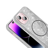 Apple iPhone 15 Kılıf M-safe Şarj Özellikli Parlayan Simli Zore Okso Kapak