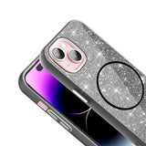 Apple iPhone 15 Kılıf M-safe Şarj Özellikli Parlayan Simli Zore Okso Kapak
