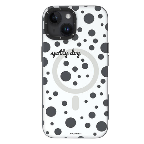 Apple iPhone 15 Kılıf M-safe Şarj Özellikli Polka Dot Desenli Youngkit Spots Serisi Kapak