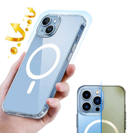 Apple iPhone 15 Kılıf M-safe Şarj Özellikli Şeffaf Sert PC Zore Embos Kapak