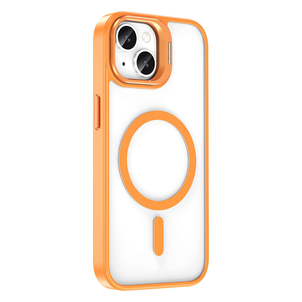 Apple iPhone 15 Kılıf M-safe Şarj Özellikli Standlı Zore M-safe Klon Lensli Kapak