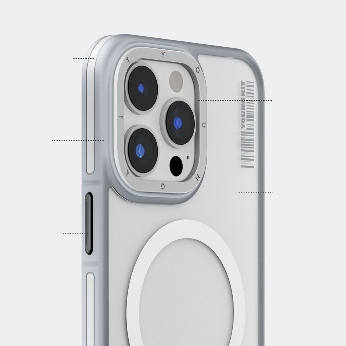 Apple iPhone 15 Kılıf M-safe Şarj Özellikli Youngkit Rock Sand Serisi Kapak