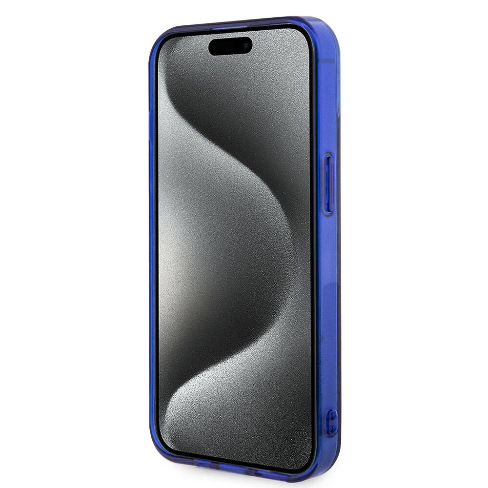 Apple iPhone 15 Kılıf Mercedes Benz Orjinal Lisanslı M-safe Şarj Özellikli Çift Katmanlı Mavi Yıldız Desenli Kapak