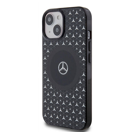 Apple iPhone 15 Kılıf Mercedes Benz Orjinal Lisanslı M-safe Şarj Özellikli Çift Katmanlı Mini Yıldız Desenli Kapak