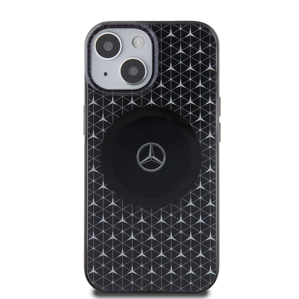 Apple iPhone 15 Kılıf Mercedes Benz Orjinal Lisanslı M-safe Şarj Özellikli Çift Katmanlı Mini Yıldız Desenli Kapak