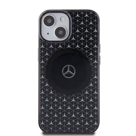 Apple iPhone 15 Kılıf Mercedes Benz Orjinal Lisanslı M-safe Şarj Özellikli Çift Katmanlı Mini Yıldız Desenli Kapak
