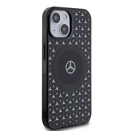 Apple iPhone 15 Kılıf Mercedes Benz Orjinal Lisanslı M-safe Şarj Özellikli Çift Katmanlı Mini Yıldız Desenli Kapak