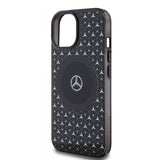 Apple iPhone 15 Kılıf Mercedes Benz Orjinal Lisanslı M-safe Şarj Özellikli Çift Katmanlı Mini Yıldız Desenli Kapak
