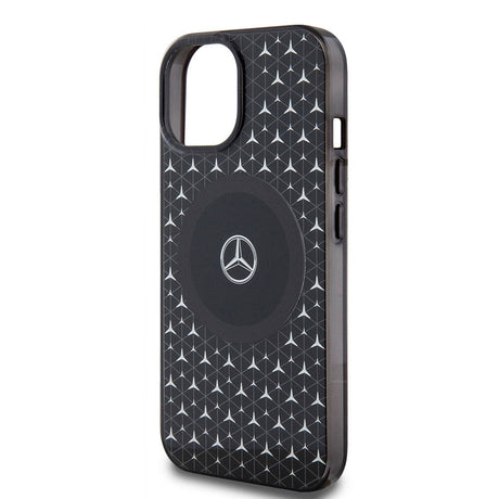 Apple iPhone 15 Kılıf Mercedes Benz Orjinal Lisanslı M-safe Şarj Özellikli Çift Katmanlı Mini Yıldız Desenli Kapak