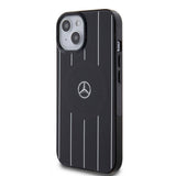 Apple iPhone 15 Kılıf Mercedes Benz Orjinal Lisanslı M-safe Şarj Özellikli Çift Katmanlı Paralel Çizgi Desenli Kapak