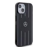 Apple iPhone 15 Kılıf Mercedes Benz Orjinal Lisanslı M-safe Şarj Özellikli Çift Katmanlı Paralel Çizgi Desenli Kapak