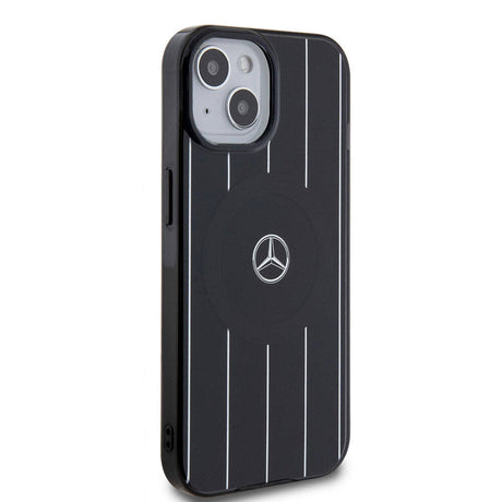 Apple iPhone 15 Kılıf Mercedes Benz Orjinal Lisanslı M-safe Şarj Özellikli Çift Katmanlı Paralel Çizgi Desenli Kapak
