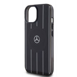 Apple iPhone 15 Kılıf Mercedes Benz Orjinal Lisanslı M-safe Şarj Özellikli Çift Katmanlı Paralel Çizgi Desenli Kapak