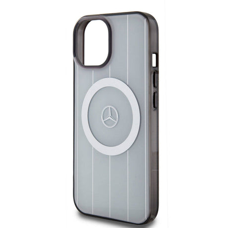 Apple iPhone 15 Kılıf Mercedes Benz Orjinal Lisanslı M-safe Şarj Özellikli Çift Katmanlı Paralel Çizgi Desenli Kapak