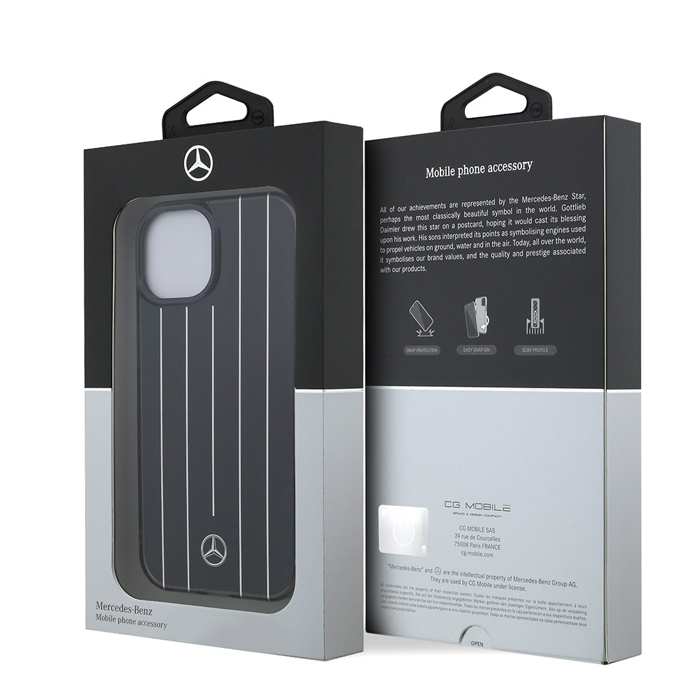 Apple iPhone 15 Kılıf Mercedes Benz Orjinal Lisanslı New Urban 3 IML Baskılı Paralel Çizgi Desenli Kapak