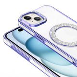 Apple iPhone 15 Kılıf Pırlanta Taş Tasarımlı M-safe Şarj Özellikli Zore Karetta Silikon Kapak