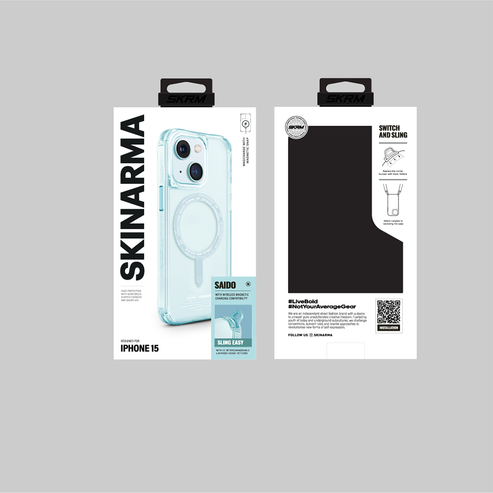 Apple iPhone 15 Kılıf SkinArma Şeffaf Airbag Tasarımlı M-safe Şarj Özellikli Saido Kapak