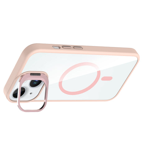 Apple iPhone 15 Kılıf Standlı ve Kamera Lens Hediyeli M-Safe Şarj Özellikli Zore Etro Kapak