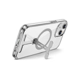 Apple iPhone 15 Kılıf Wiwu FYY-014 M-safe Şarj Özellikli Alüminyum Alaşım Metal Standlı Şeffaf Kapak