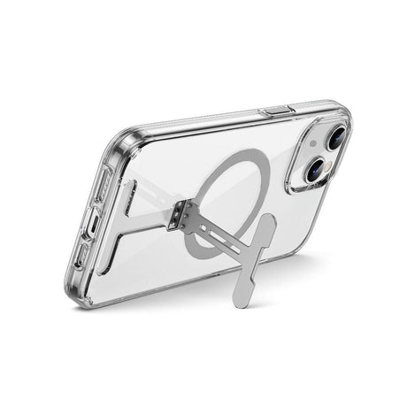 Apple iPhone 15 Kılıf Wiwu FYY-014 M-safe Şarj Özellikli Alüminyum Alaşım Metal Standlı Şeffaf Kapak