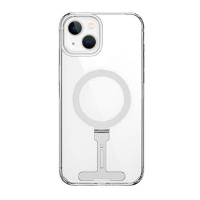 Apple iPhone 15 Kılıf Wiwu FYY-014 M-safe Şarj Özellikli Alüminyum Alaşım Metal Standlı Şeffaf Kapak