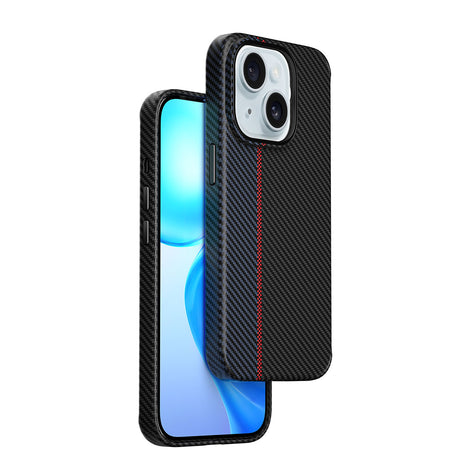 Apple iPhone 15 Kılıf Wiwu LCC-107 Karbon Fiber M-safe Şarj Özellikli Kamera Korumalı Kabon Kapak