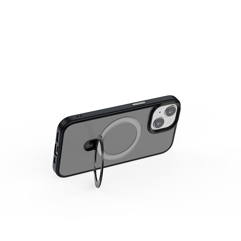 Apple iPhone 15 Kılıf Wiwu ZMM-010 M-safe Şarj Özellikli Mat Arka Yüzey Standlı Kapak