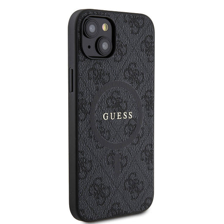 Apple iPhone 15 Plus Guess Orjinal Lisanslı M-safe Şarj Özellikli PU Halkalı 4G Desenli Yazı Logolu Kapak