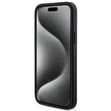 Apple iPhone 15 Plus Guess Orjinal Lisanslı M-safe Şarj Özellikli PU Halkalı 4G Desenli Yazı Logolu Kapak