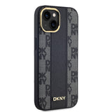 Apple iPhone 15 Plus Kılıf DKNY Orjinal Lisanslı M-safe Şarj Özellikli 3D Yazılı Checkered Pattern Kapak