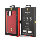 Apple iPhone 15 Plus Kılıf Ferrari Orjinal Lisanslı M-safe Şarj Özellikli Metal Logolu PU Karbon Kapak