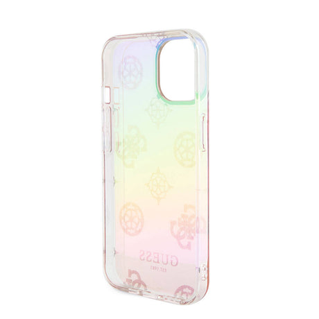 Apple iPhone 15 Plus Kılıf Guess Orjinal Lisanslı Desenli Yazı Logolu Askı İpli Holografik Glitter Peony Kapak