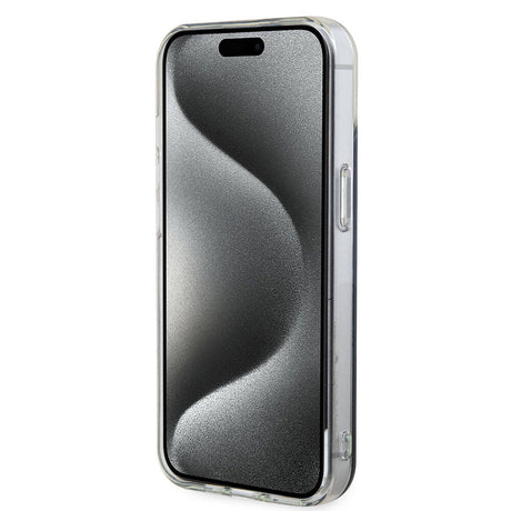 Apple iPhone 15 Plus Kılıf Guess Orjinal Lisanslı M-safe Şarj Özellikli Yazı Logolu Iridescent Kapak