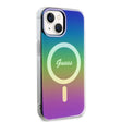 Apple iPhone 15 Plus Kılıf Guess Orjinal Lisanslı M-safe Şarj Özellikli Yazı Logolu Iridescent Kapak